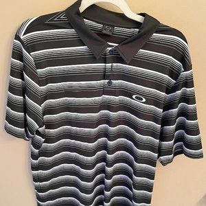 Oakley black striped Men's Large Polo Shirt